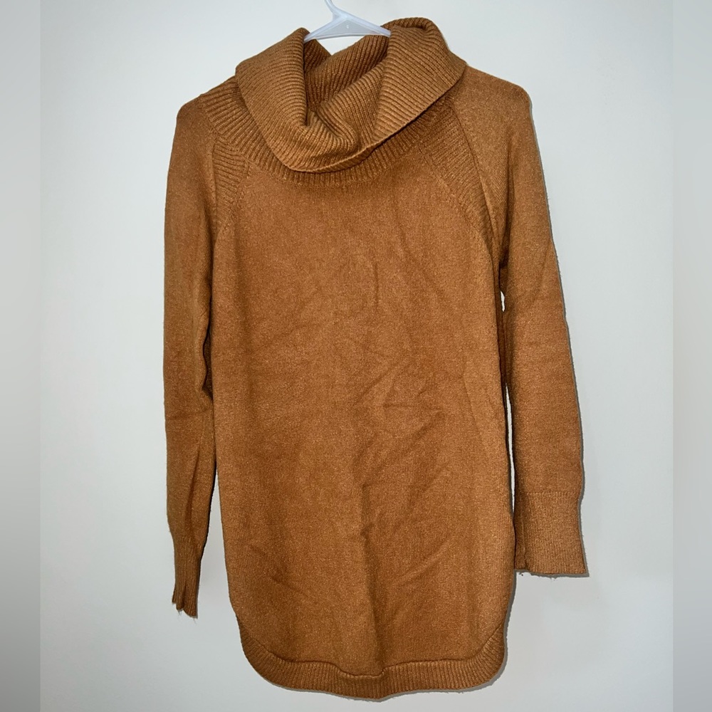 Camel cowl neck sweater